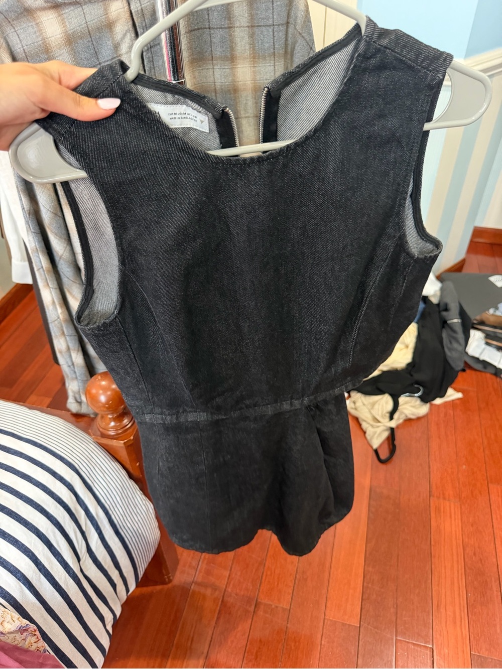 Zara Black Sleeveless Denim Mini Dress